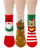 Wrapables Novelty Winter Warm Christmas Fuzzy Slipper Socks for Women (Set of 3), Reindeer