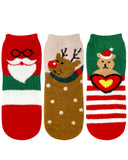 Wrapables Novelty Winter Warm Christmas Fuzzy Slipper Socks for Women (Set of 3), Reindeer