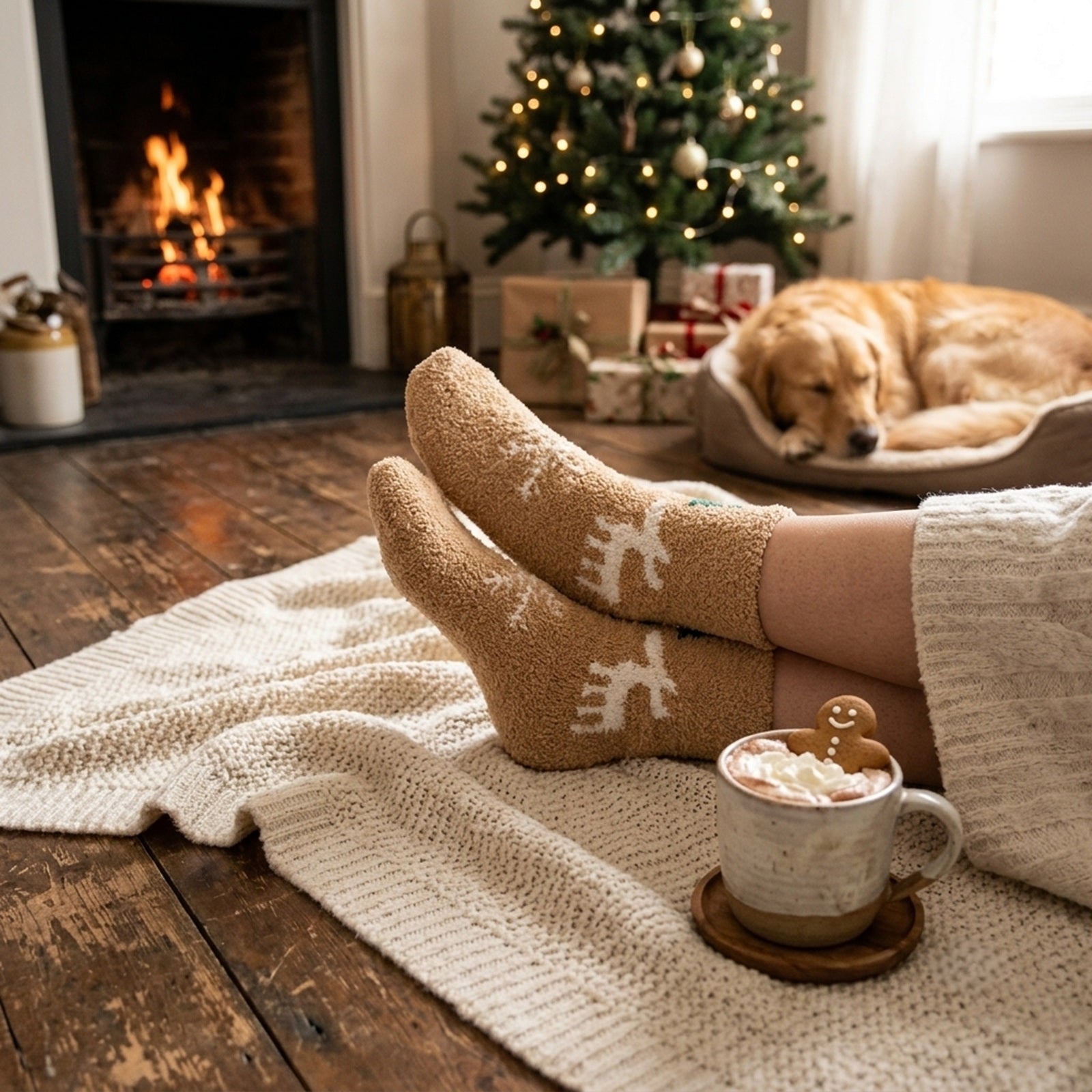 Wrapables Novelty Winter Warm Christmas Fuzzy Slipper Socks for Women (Set of 3)