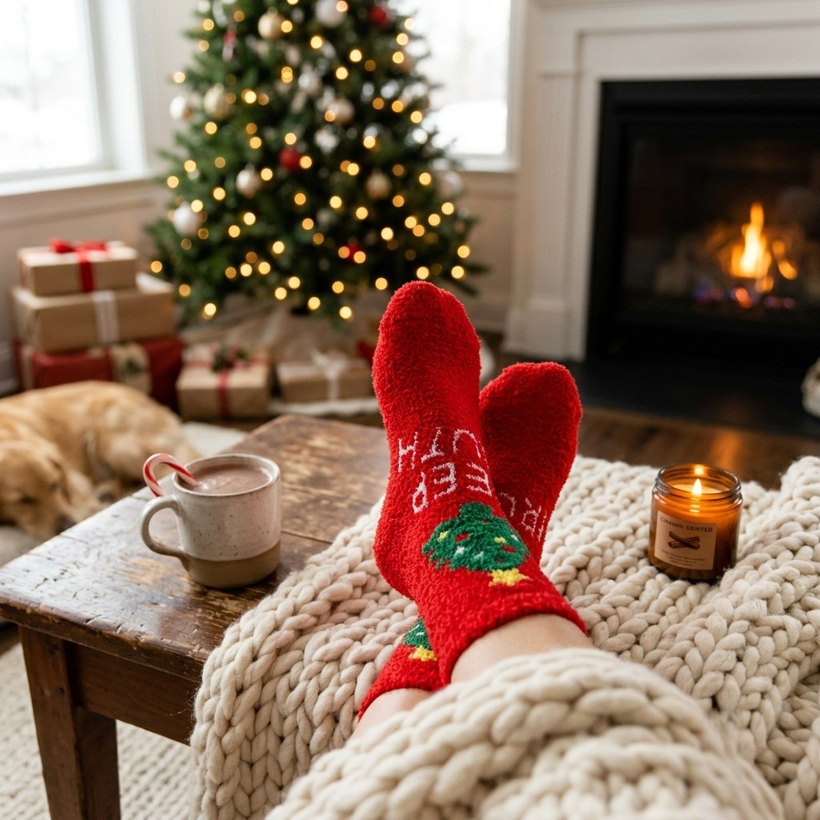 Wrapables Novelty Winter Warm Christmas Fuzzy Slipper Socks for Women (Set of 3)