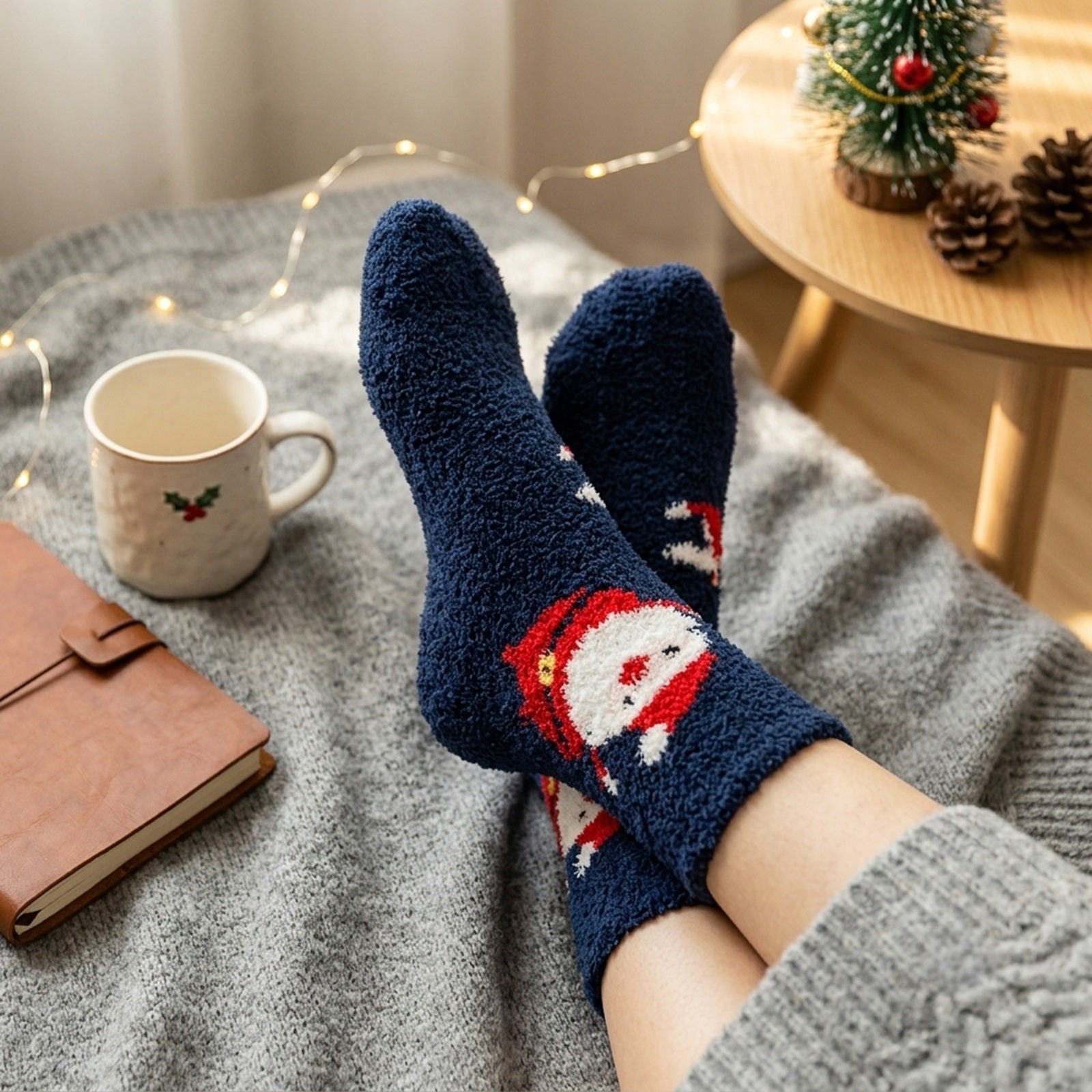 Wrapables Novelty Winter Warm Christmas Fuzzy Slipper Socks for Women (Set of 3)