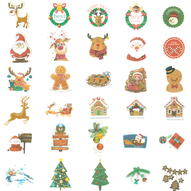 Wrapables Holiday Scrapbooking Washi Stickers, DIY Crafts for Stationery, Diary, Card Making (60 pcs), Reindeer & Gingerbreads