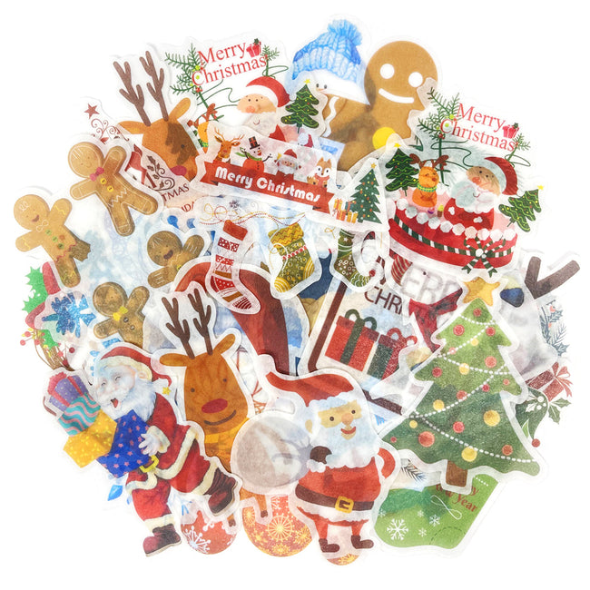 Wrapables Holiday Scrapbooking Washi Stickers, DIY Crafts for Stationery, Diary, Card Making (60 pcs), Snowflakes & Reindeer