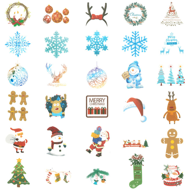 Wrapables Holiday Scrapbooking Washi Stickers, DIY Crafts for Stationery, Diary, Card Making (60 pcs), Snowflakes & Reindeer