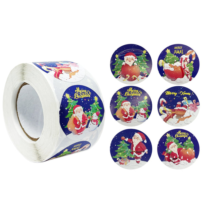 Wrapables Christmas Stickers Label Roll, Holiday Stickers for Sealing Cards, Envelopes, Gift Boxes, Festive Party Favors (500 pcs), Santa Claus