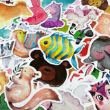 Wrapables Waterproof Vinyl Stickers for Water Bottles, Laptop, Phones, Skateboards, Decals for Teens, 80pcs, Cute Animals