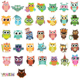 Wrapables Waterproof Vinyl Stickers for Water Bottles, Laptop, Phones, Skateboards, Decals for Teens, 80pcs, Owls