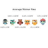 Wrapables Waterproof Vinyl Stickers for Water Bottles, Laptop, Phones, Skateboards, Decals for Teens, 80pcs, Owls