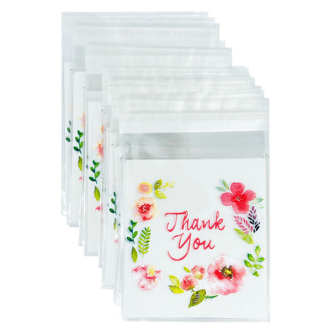 Wrapables Transparent Self-Adhesive 4" x 4" Candy and Cookie Bags, Favor Treat Bags for Parties and Wedding (200pcs), Thank You