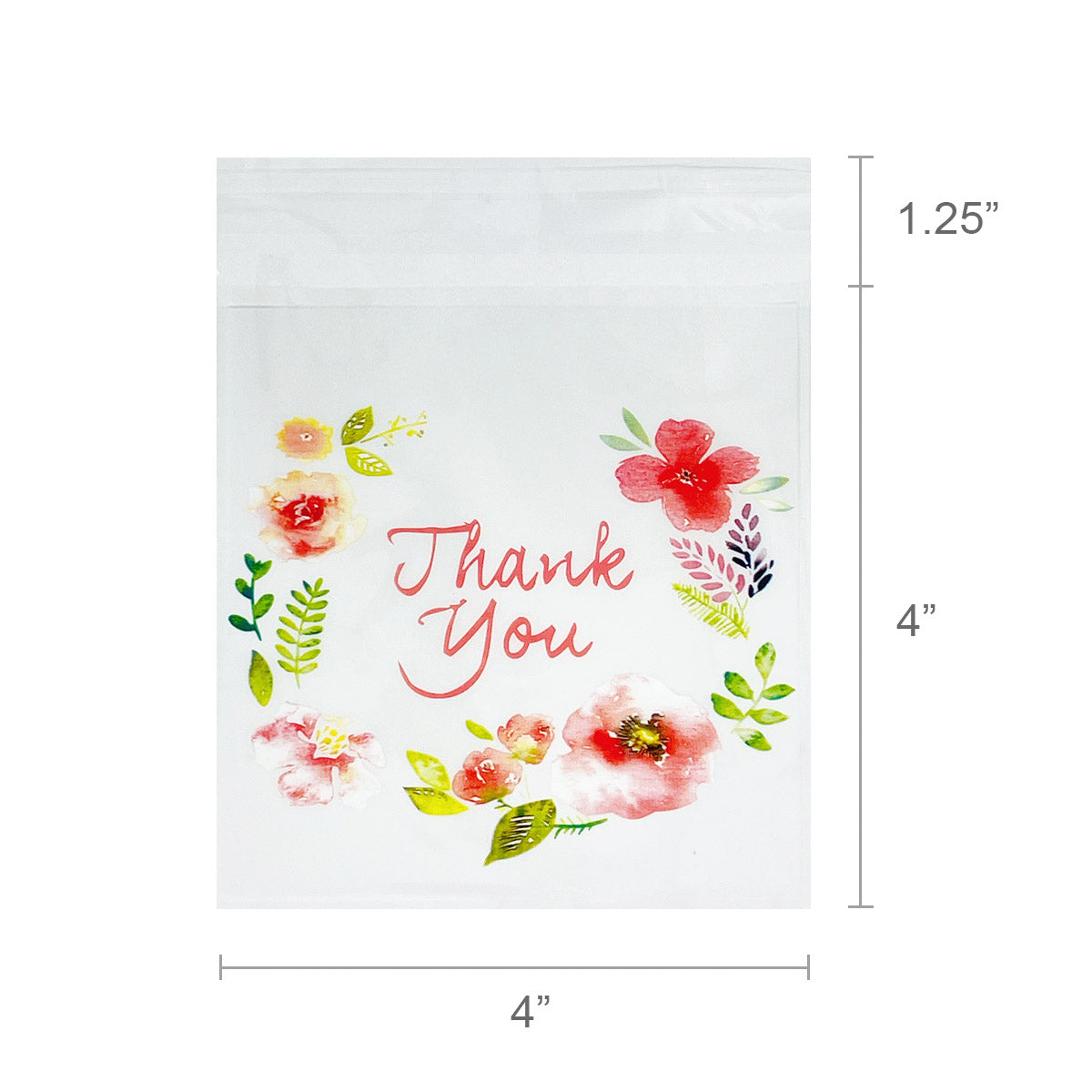 Wrapables Transparent Self-Adhesive 4" x 4" Candy and Cookie Bags, Favor Treat Bags for Parties and Wedding (200pcs), Thank You