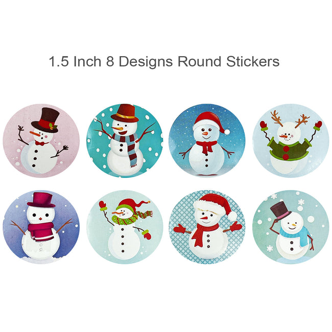 Wrapables Christmas Stickers Label Roll, Holiday Stickers for Sealing Cards, Envelopes, Gift Boxes, Festive Party Favors (500 pcs), Snowmen