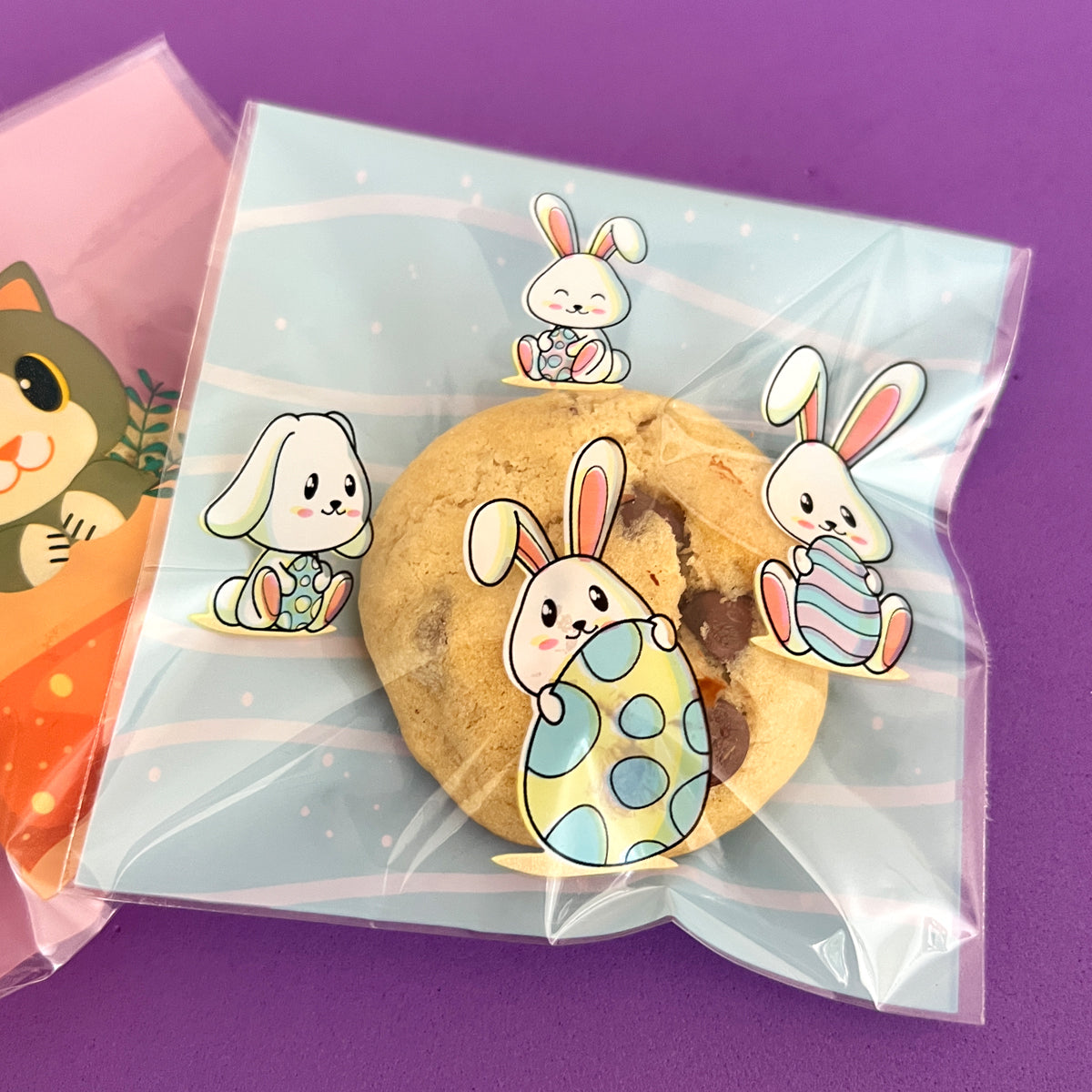 Wrapables Transparent Self-Adhesive 4" x 4" Candy and Cookie Bags, Favor Treat Bags for Parties and Wedding (200pcs), Bunnies