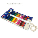 Wrapables Pencil Roll Organizer, Colored Pencil Wrap Pouch (72 slots), Cats & Birds