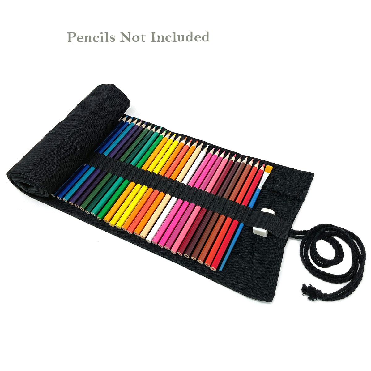 Wrapables Pencil Roll Organizer, Colored Pencil Wrap Pouch (72 slots), Black