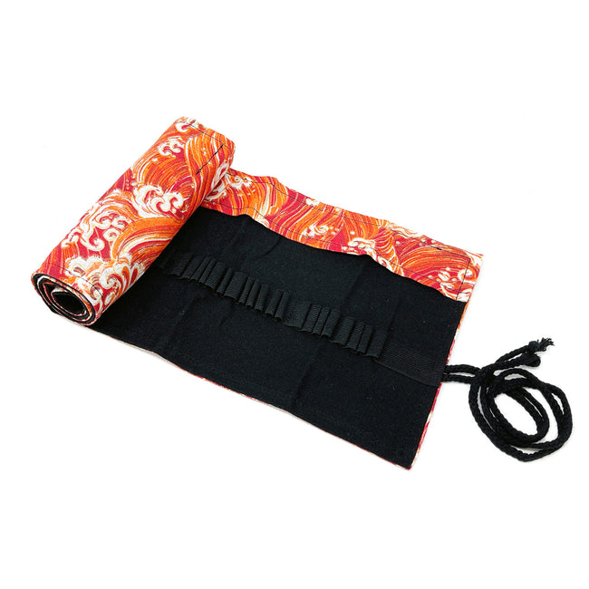 Wrapables Pencil Roll Organizer, Colored Pencil Wrap Pouch (72 slots), Orange Waves