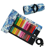 Wrapables Pencil Roll Organizer, Colored Pencil Wrap Pouch (72 slots), Blue Waves