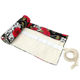 Wrapables Pencil Roll Organizer, Colored Pencil Wrap Pouch (72 slots), Skulls & Roses