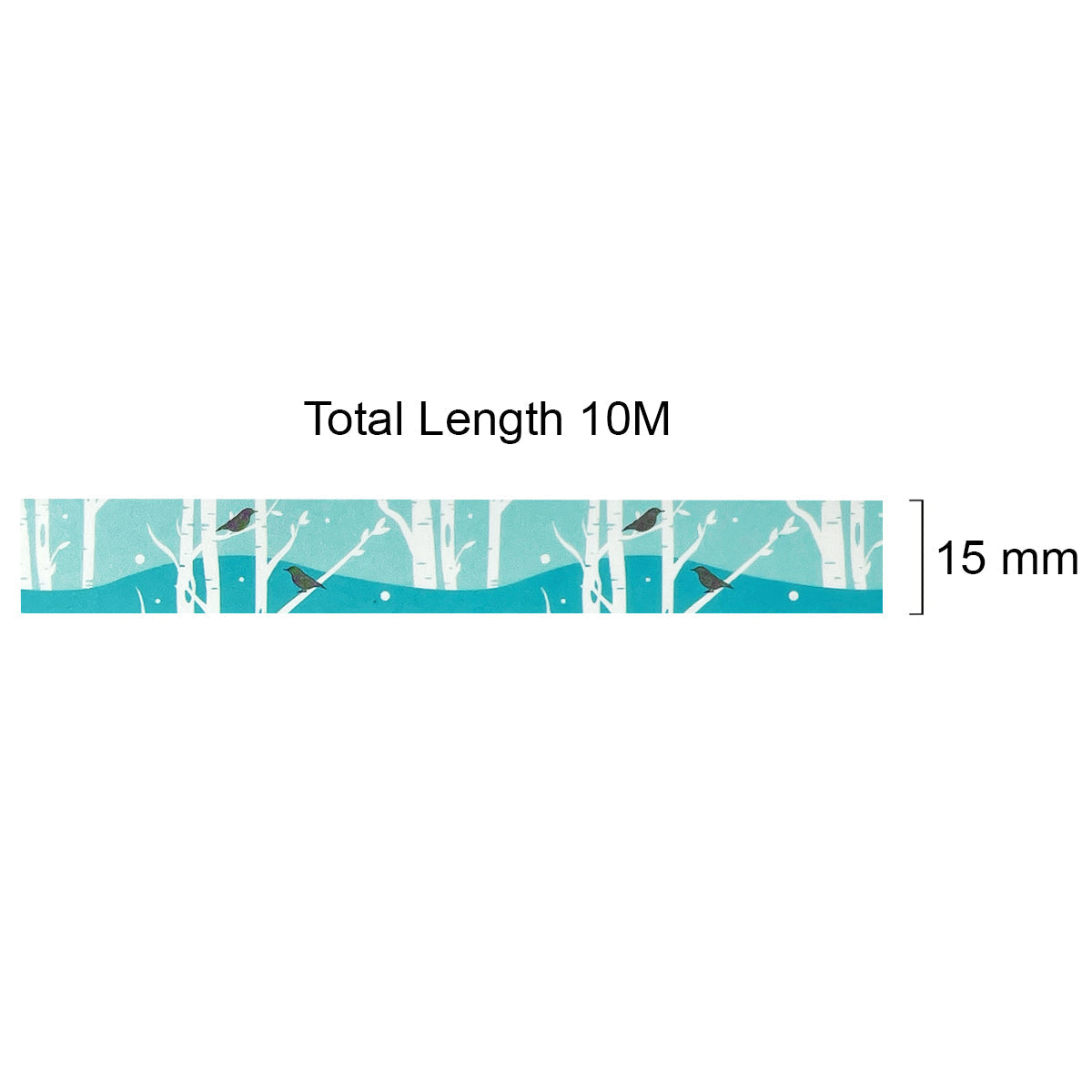 Wrapables Beautiful Scenery Washi Masking Tape, Birds in Blue Forest, 15mm x 10M