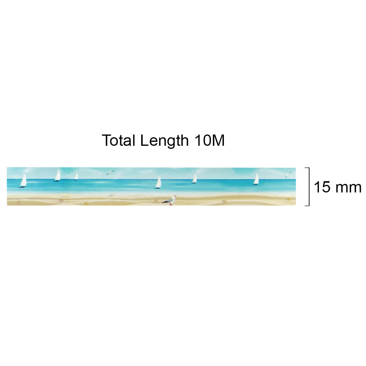 Wrapables Beautiful Scenery Washi Masking Tape, Sailboats & Seagulls, 15mm x 10M