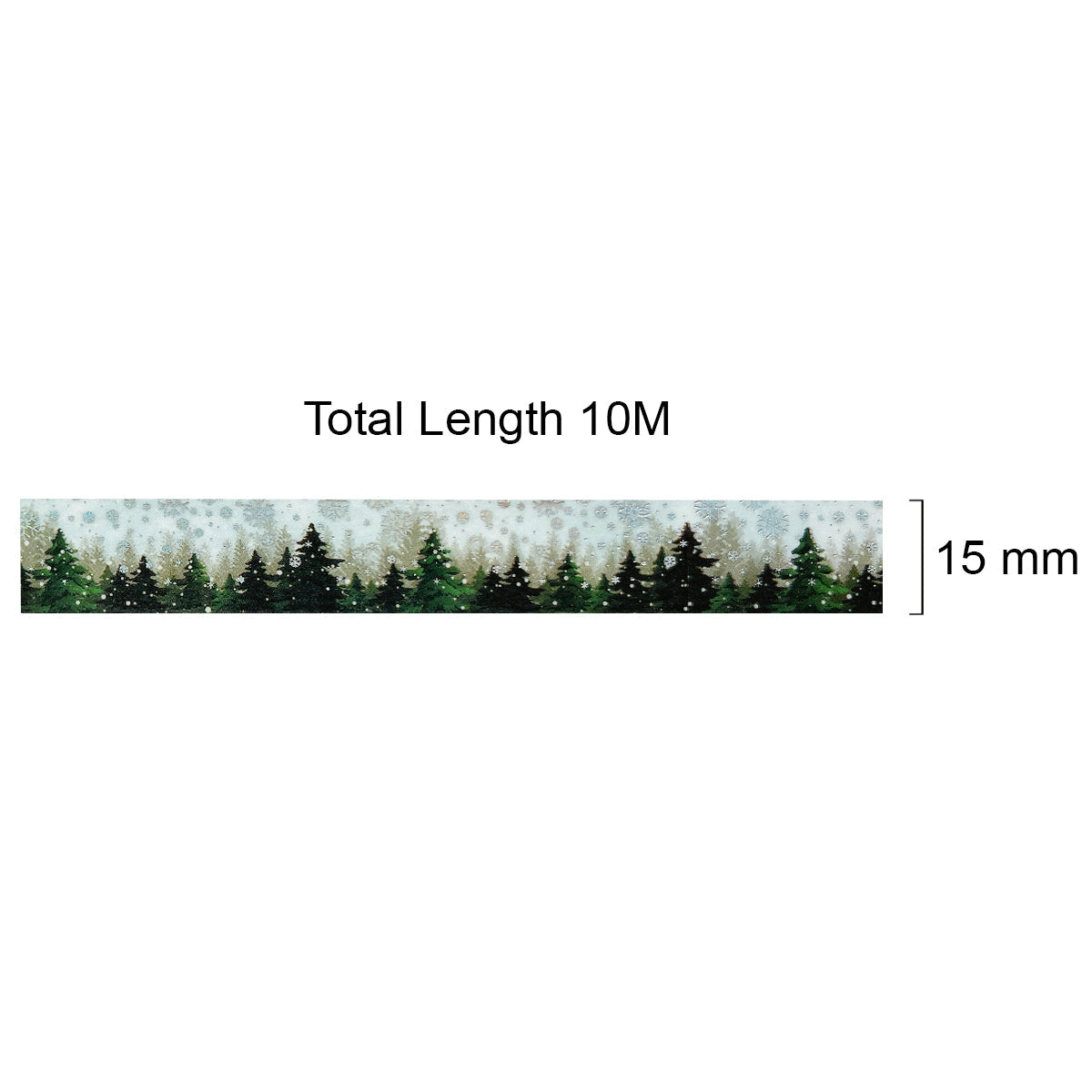 Wrapables Holographic Foil Washi Masking Tape, Pine Trees in Snow, 15mm x 10M