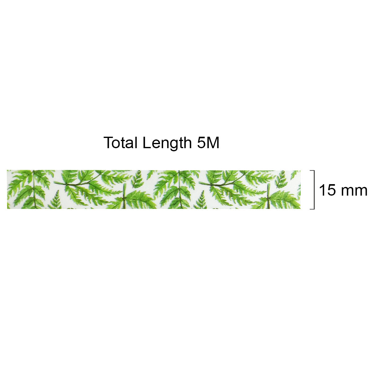 Wrapables Beautiful Scenery Washi Masking Tape, Tropical Ferns, 15mm x 5M