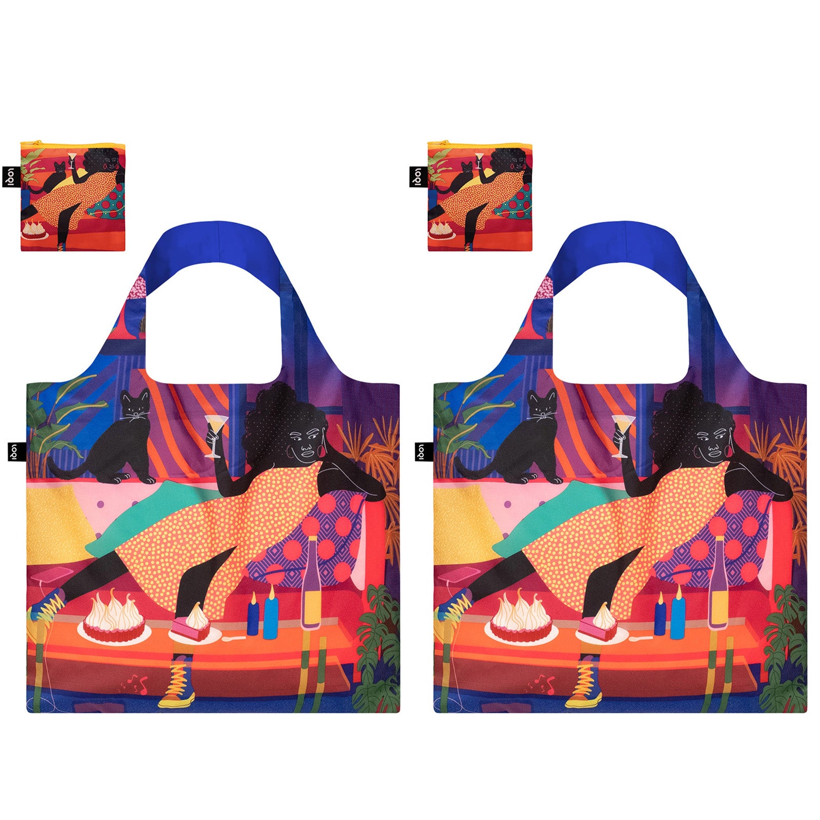 LOQI Artist Aurelia Durand Chill Evening Recycled Reusable Shopping Bag (Set of 2)