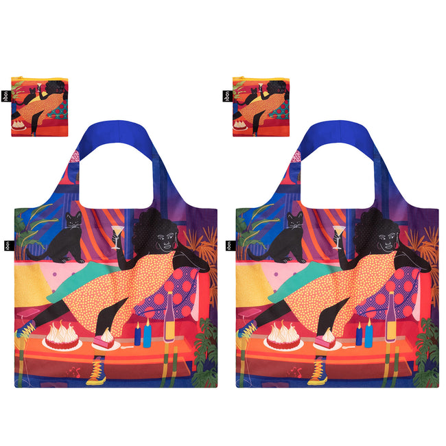 LOQI Artist Aurelia Durand Chill Evening Recycled Reusable Shopping Bag (Set of 2)