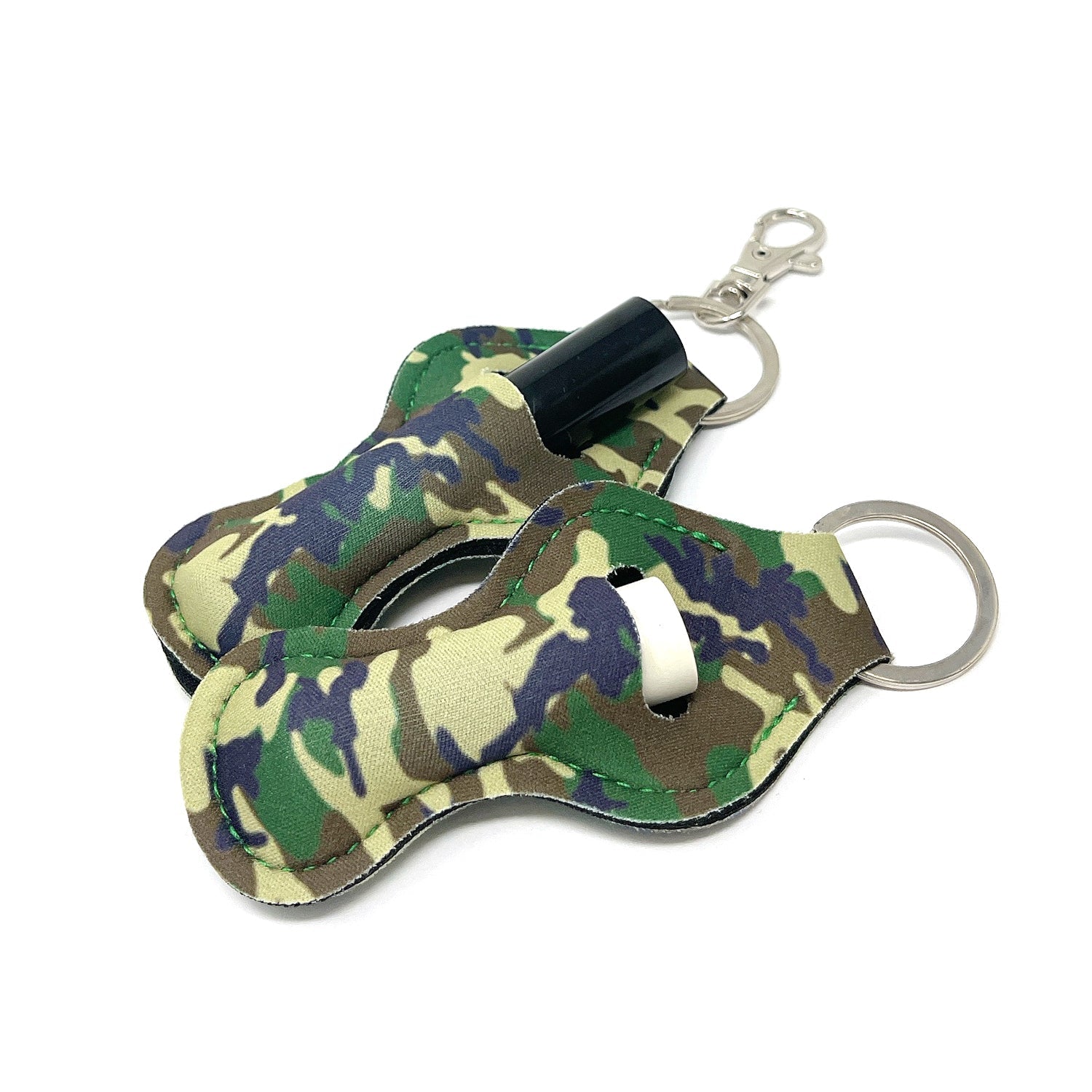 Wrapables 10 Pack Chapstick Holder Keychain with 10 Pieces Metal Clasps, Camouflage