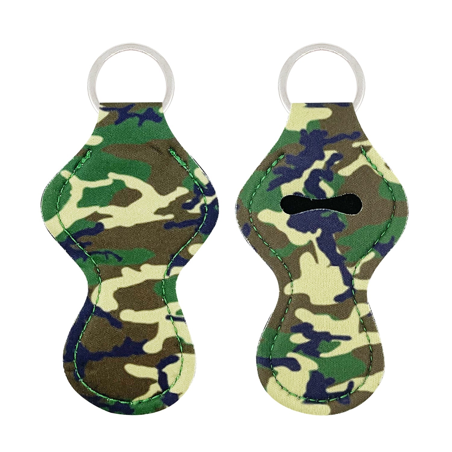 Wrapables 10 Pack Chapstick Holder Keychain with 10 Pieces Metal Clasps, Camouflage