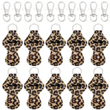 Wrapables 10 Pack Chapstick Holder Keychain with 10 Pieces Metal Clasps, Leopard