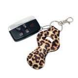 Wrapables 10 Pack Chapstick Holder Keychain with 10 Pieces Metal Clasps, Leopard