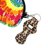 Wrapables 10 Pack Chapstick Holder Keychain with 10 Pieces Metal Clasps, Leopard