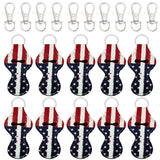 Wrapables 10 Pack Chapstick Holder Keychain with 10 Pieces Metal Clasps, Patriotic Flag