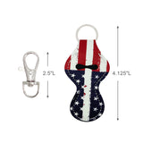 Wrapables 10 Pack Chapstick Holder Keychain with 10 Pieces Metal Clasps, Patriotic Flag