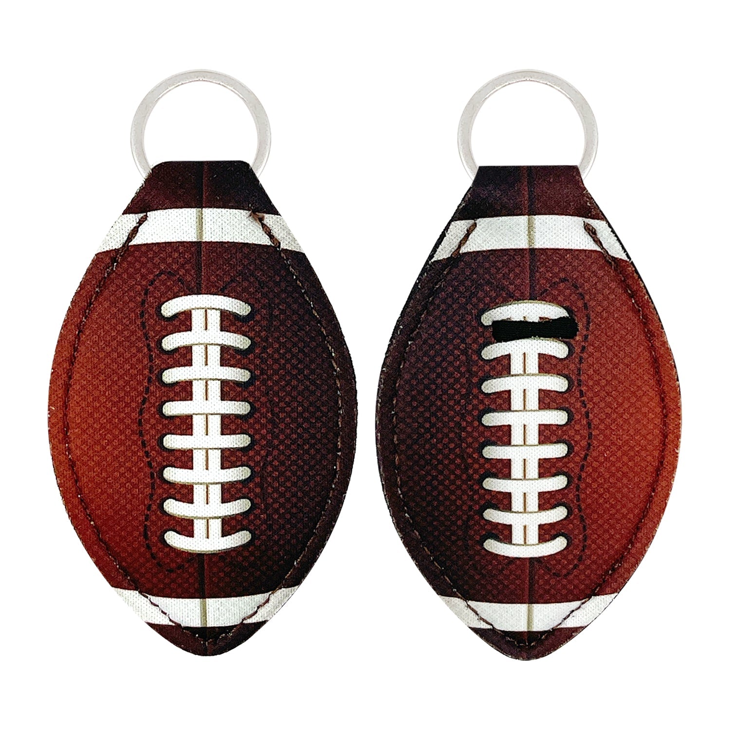 Wrapables 10 Pack Chapstick Holder Keychain with 10 Pieces Metal Clasps, Football