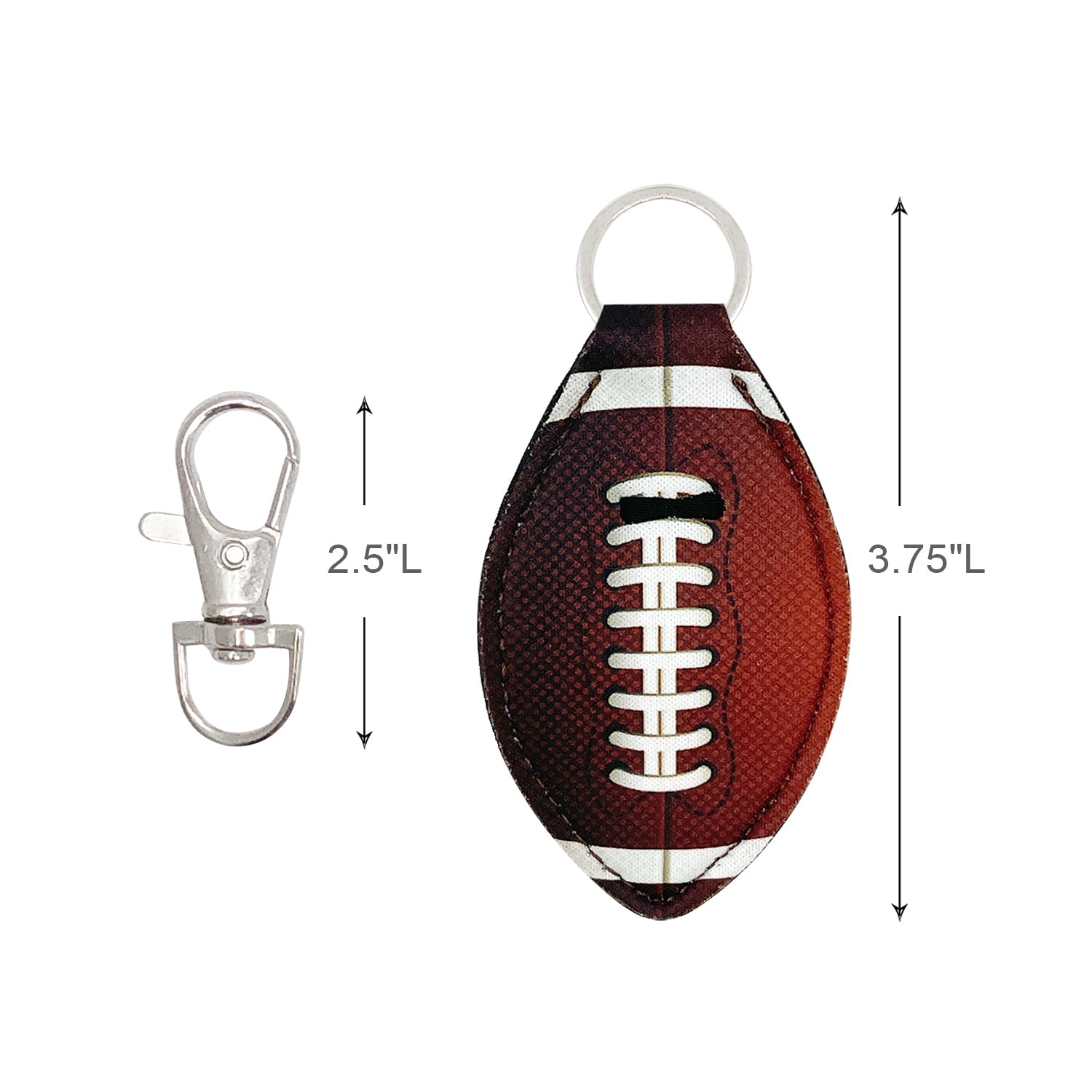 Wrapables 10 Pack Chapstick Holder Keychain with 10 Pieces Metal Clasps, Football