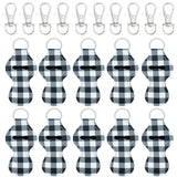 Wrapables 10 Pack Chapstick Holder Keychain with 10 Pieces Metal Clasps, Blue & White Plaid