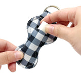 Wrapables 10 Pack Chapstick Holder Keychain with 10 Pieces Metal Clasps, Blue & White Plaid