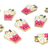 Wrapables Boba Milk Tea Pendant Charms for Jewelry Making (Set of 10)