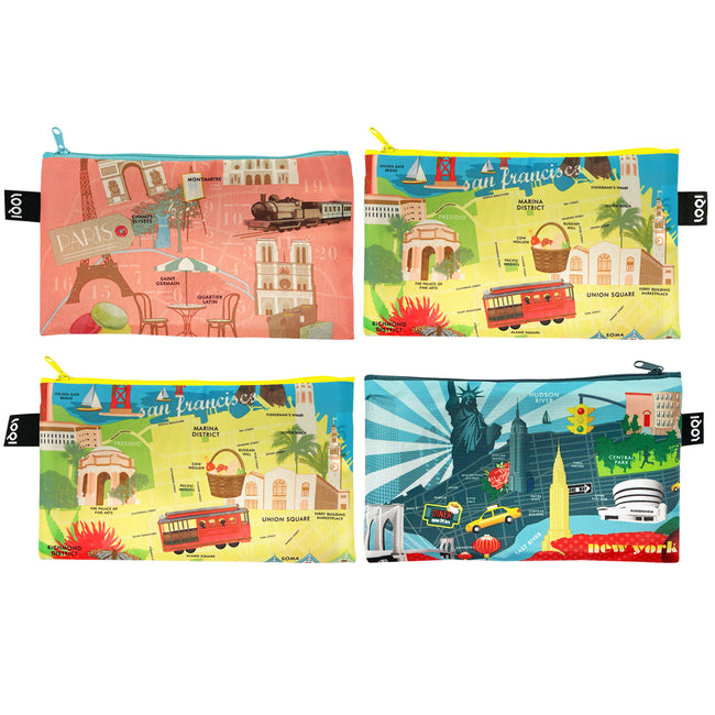 LOQI Urban Cities Zip Pockets (Set of 4)