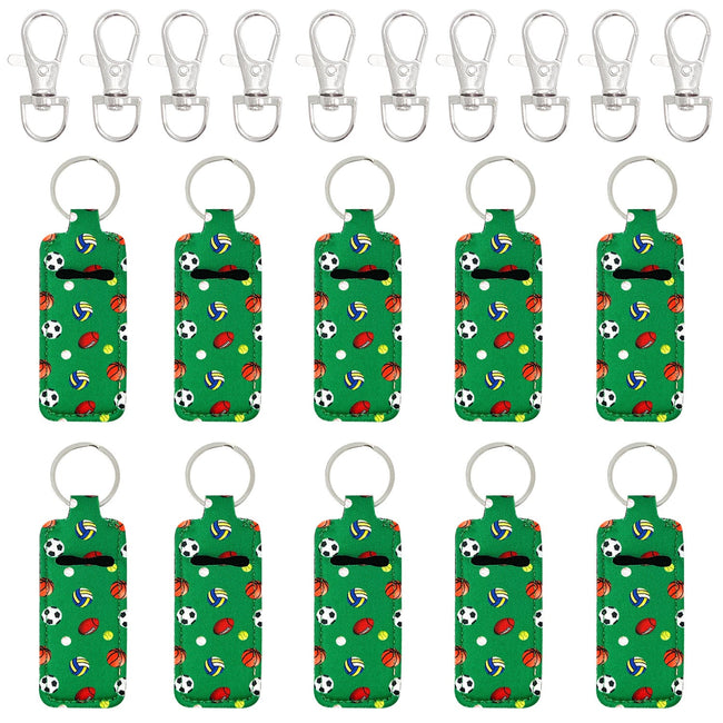 Wrapables 10 Pack Chapstick Holder Keychain with 10 Pieces Metal Clasps, Sports