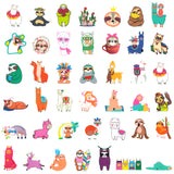 Wrapables Waterproof Vinyl Stickers for Water Bottles, Laptop, Phones, Skateboards, Decals for Teens, 80pcs, Sloths & Llamas