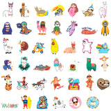 Wrapables Waterproof Vinyl Stickers for Water Bottles, Laptop, Phones, Skateboards, Decals for Teens, 80pcs, Sloths & Llamas