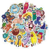 Wrapables Waterproof Vinyl Stickers for Water Bottles, Laptop, Phones, Skateboards, Decals for Teens, 80pcs, Sloths & Llamas