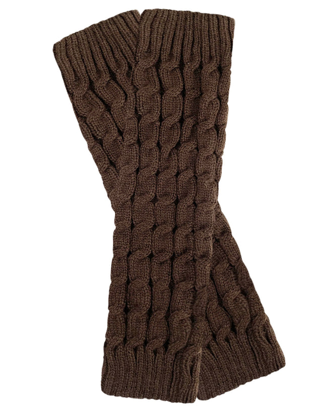 Wrapables Women's Cable Knit Leg Warmers, Dark Brown