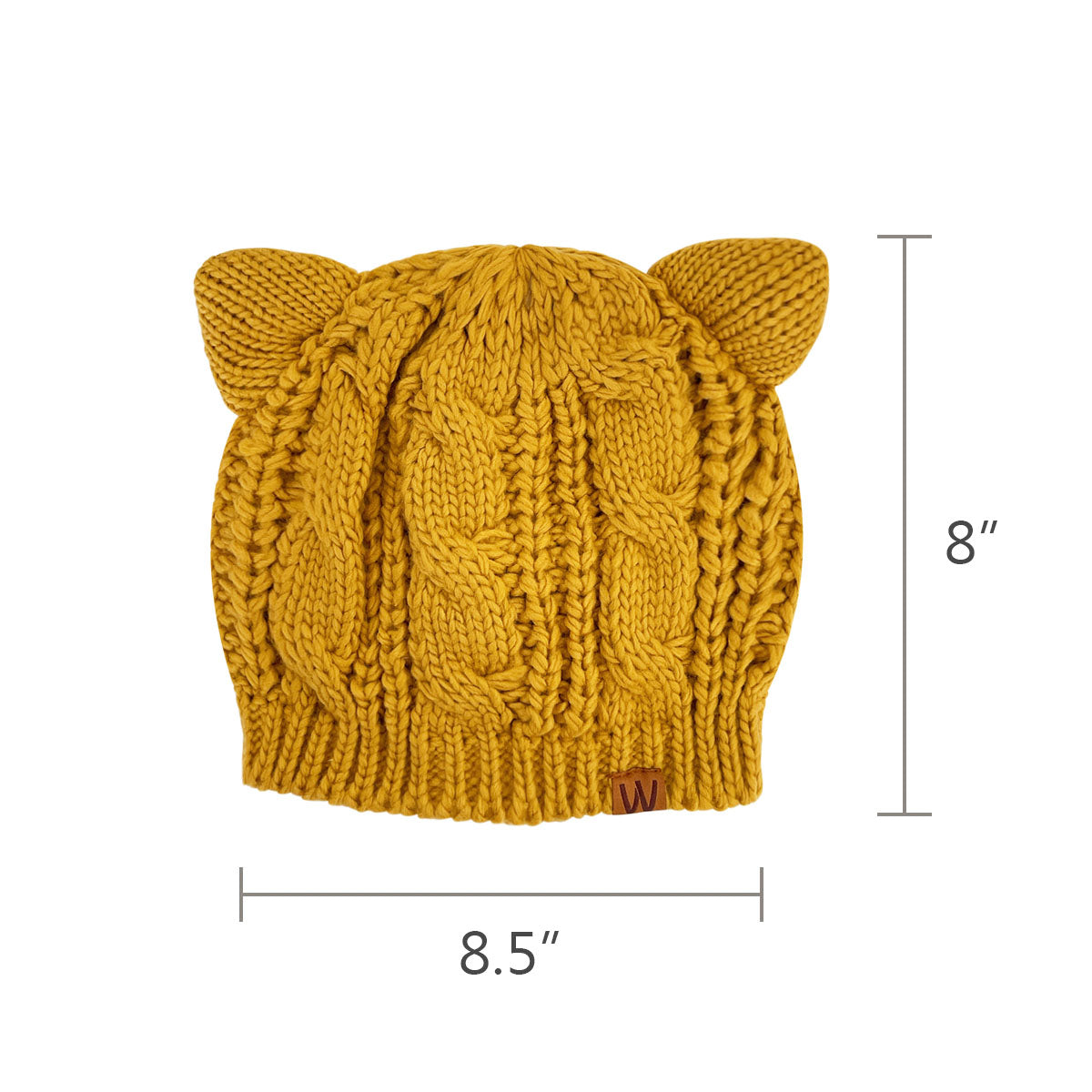 Wrapables Winter Warm Cable Knit Cat Ears Beanie, Yellow