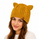 Wrapables Winter Warm Cable Knit Cat Ears Beanie