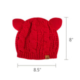 Wrapables Winter Warm Cable Knit Cat Ears Beanie, Red