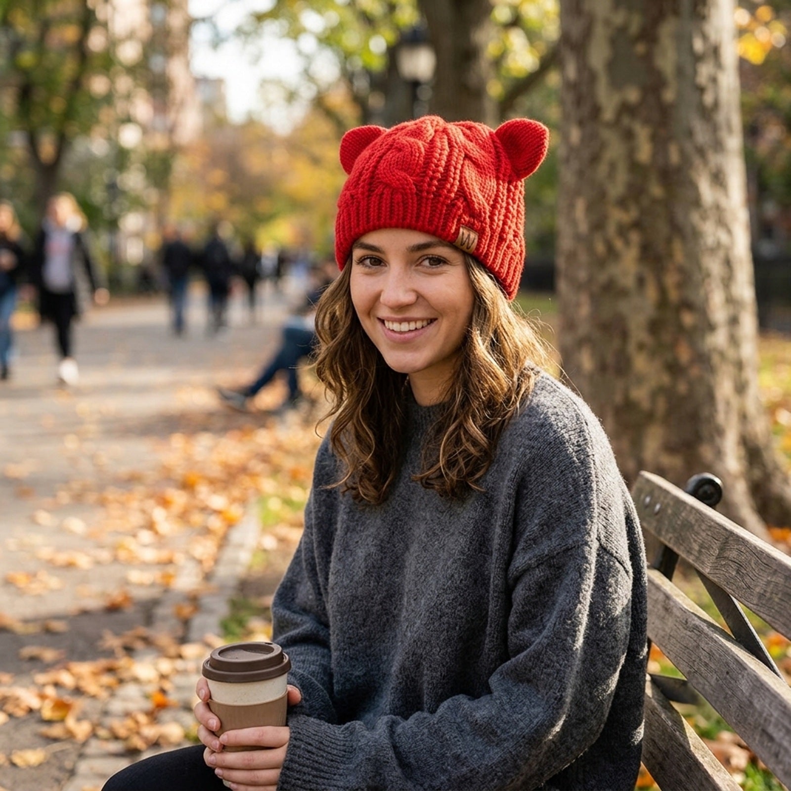 Wrapables Winter Warm Cable Knit Cat Ears Beanie