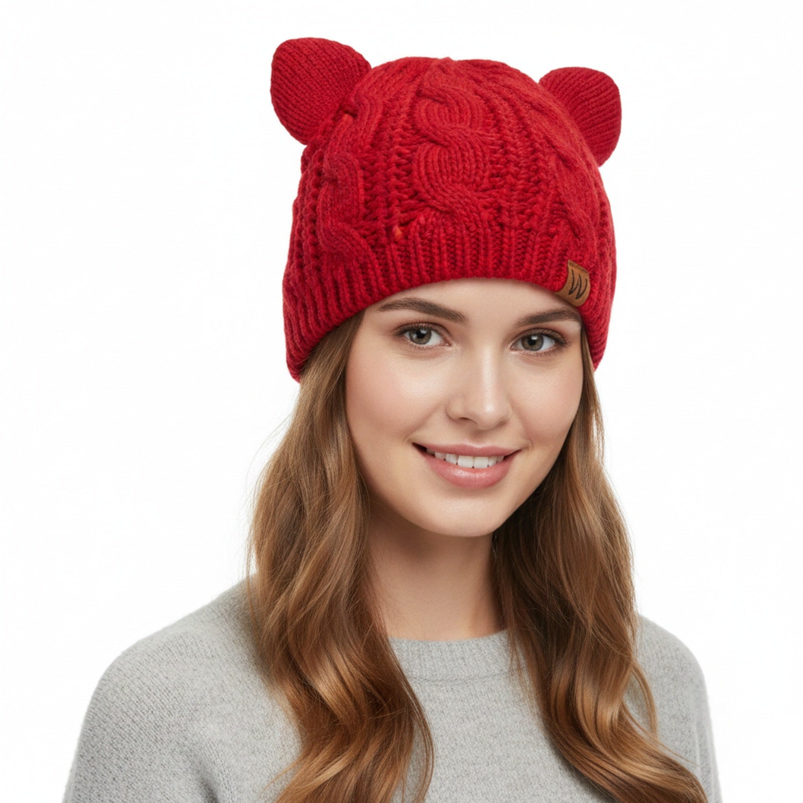 Wrapables Winter Warm Cable Knit Cat Ears Beanie